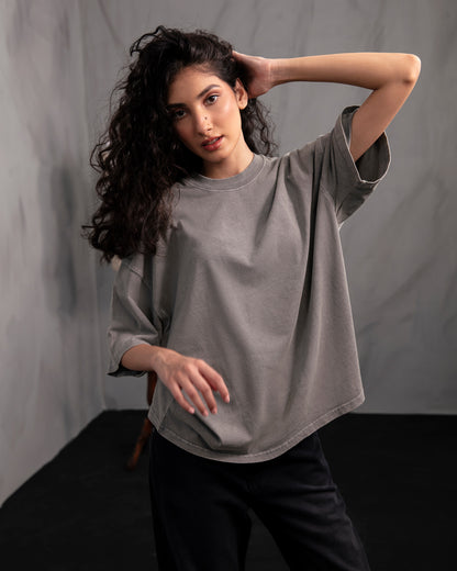 Light Grey Acid Washed Blank T-shirt