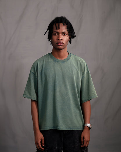 Acid Washed Green Blank T-shirt