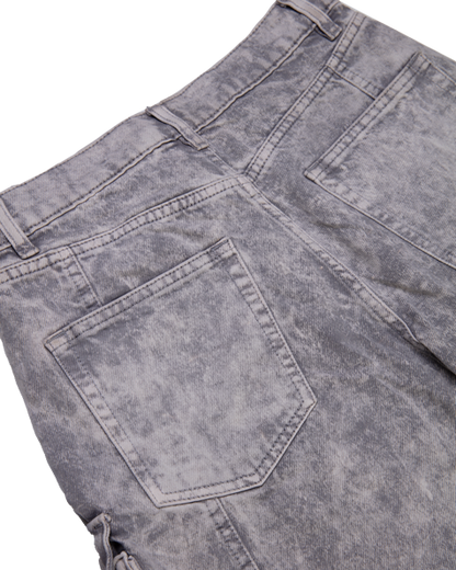 Washed Grey Denim Cargo Pants